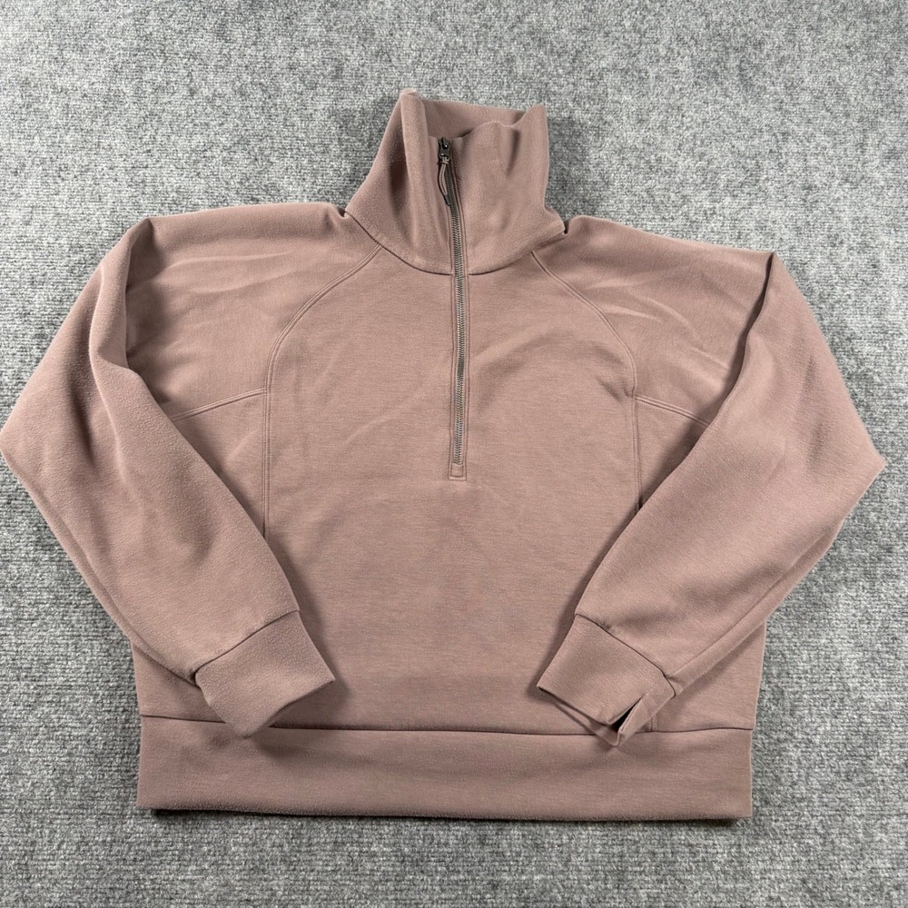 Spanx AirEssentials Half Zip Pullover Womens Large Mauve Brown Sweatshirt
